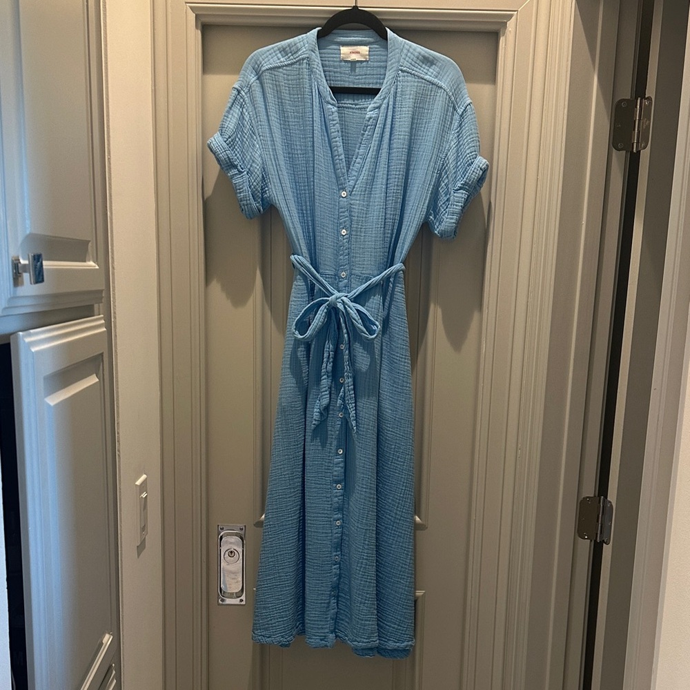 Cornea light Blue Button-Up Midi Dress
